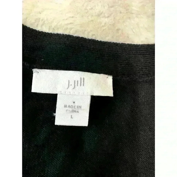 J Jill Black Wool Blend Button Up Cardigan Size large Career Lagenlook Casual - Picture 4 of 8